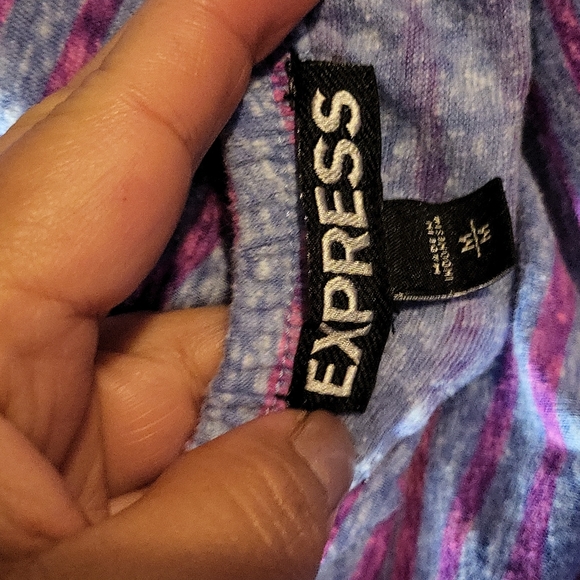 Express Women's Purple Striped Strapless Knit Romper Size M - Picture 12 of 13